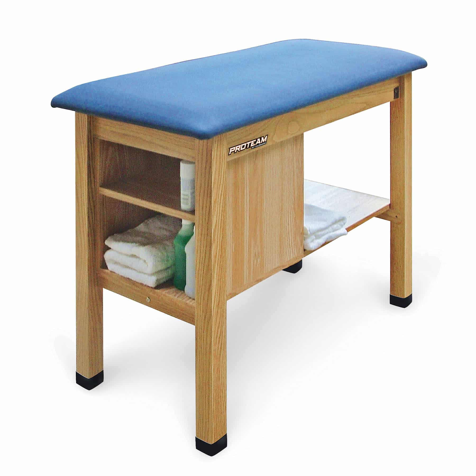 PROTEAM™ – 27″x48″ H-Brace Taping Table with Storage Shelf and Open Cabinet Storage